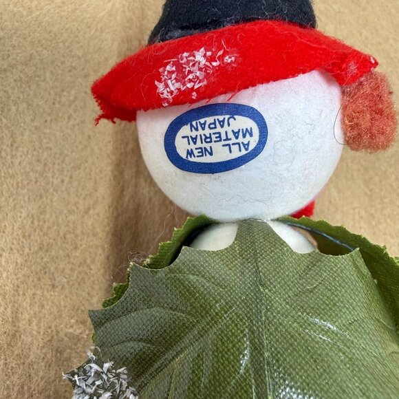 Vintage Felt Snowman Christmas Ornament Red Hat Leaf Scarf Japan Kitschy Big Eye - Picture 4 of 6